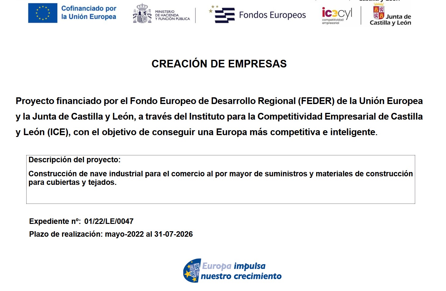 Cofinanciado por la Unión Europea - Fondos Europeos